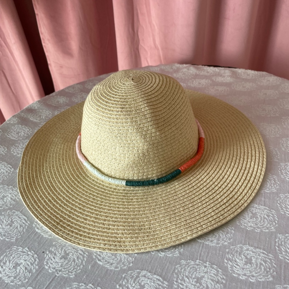 Straw Hat with Multi Colored Rope Band